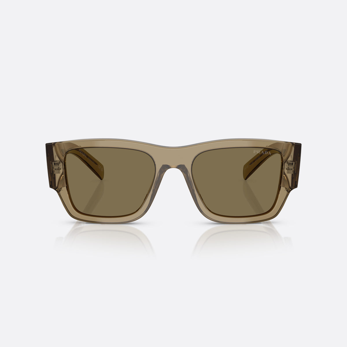 Prada PR 10ZS 22H90F sunglasses, brown pillow frame for men, plain bridge, triangular brand logo plaque, front view
