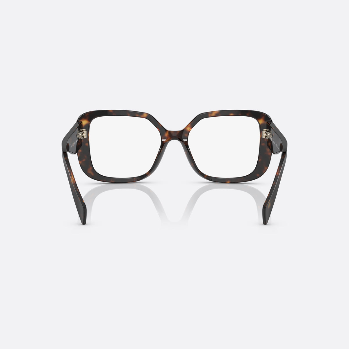 Prada PR 10ZV 2AU-1O1 B eyeglasses, havana square frame for women, plain double bridge, brand lettering on temples