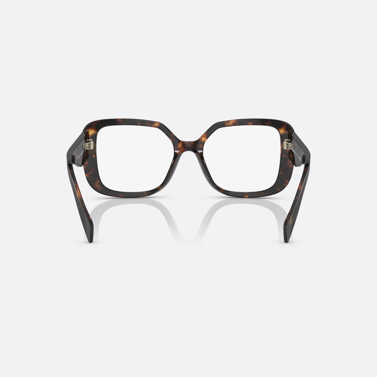 Rame ochelari de vedere Prada PR 10ZV 2AU-1O1 B, geometrica havana, pentru femei, punte integrată în șa, literele brandului pe brațe, vedere din spate