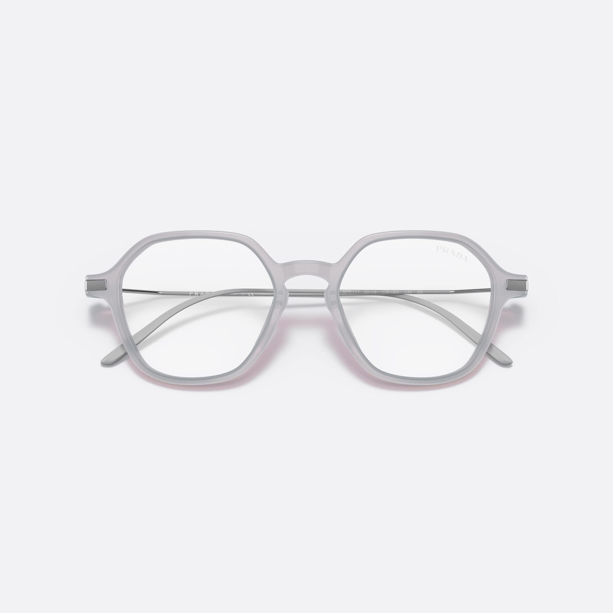 Prada PR 11YS 17B08N sunglasses, white square frame for women, integrated plain bridge, brand lettering on temple, folded