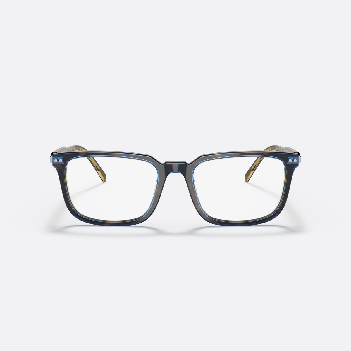 Prada PR 13YV ZXH1O1 eyeglasses, blue squared frame for men, keyhole bridge, brand lettering on temples, full-rim frame, front view
