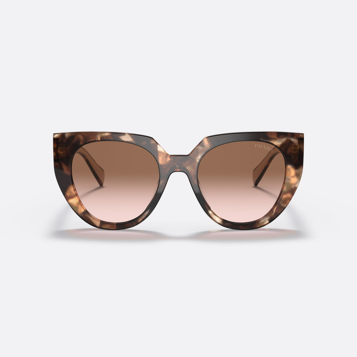 Ochelari de soare Prada PR 14WS 01R-0A6, cat eye havana, pentru femei, litere ale brandului pe brațe, ramă completă groasă