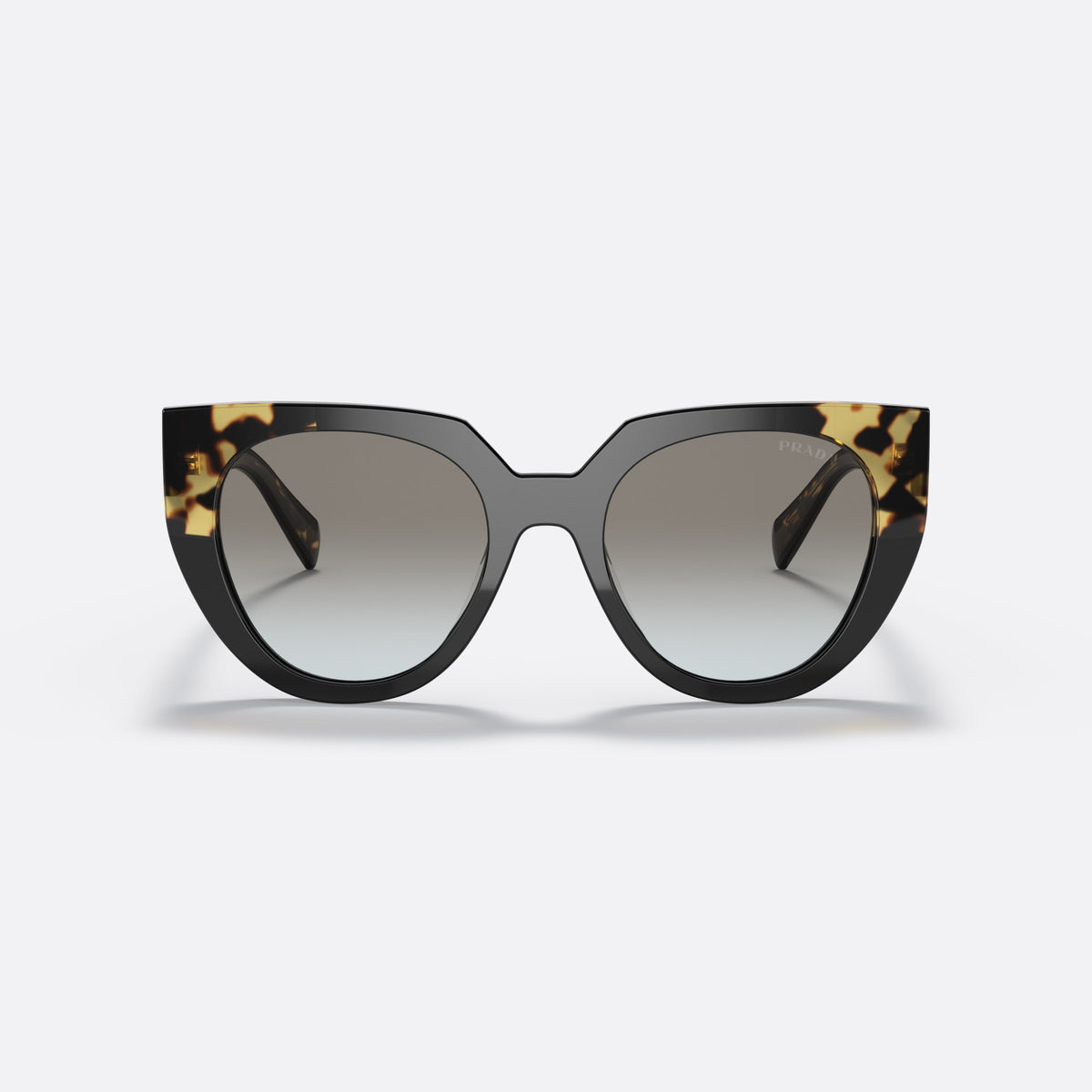 Ochelari de soare Prada PR 14WS 389-0A7, cat eye țestoasă, pentru femei, punte keyhole, literele brandului pe brațe, vedere din față