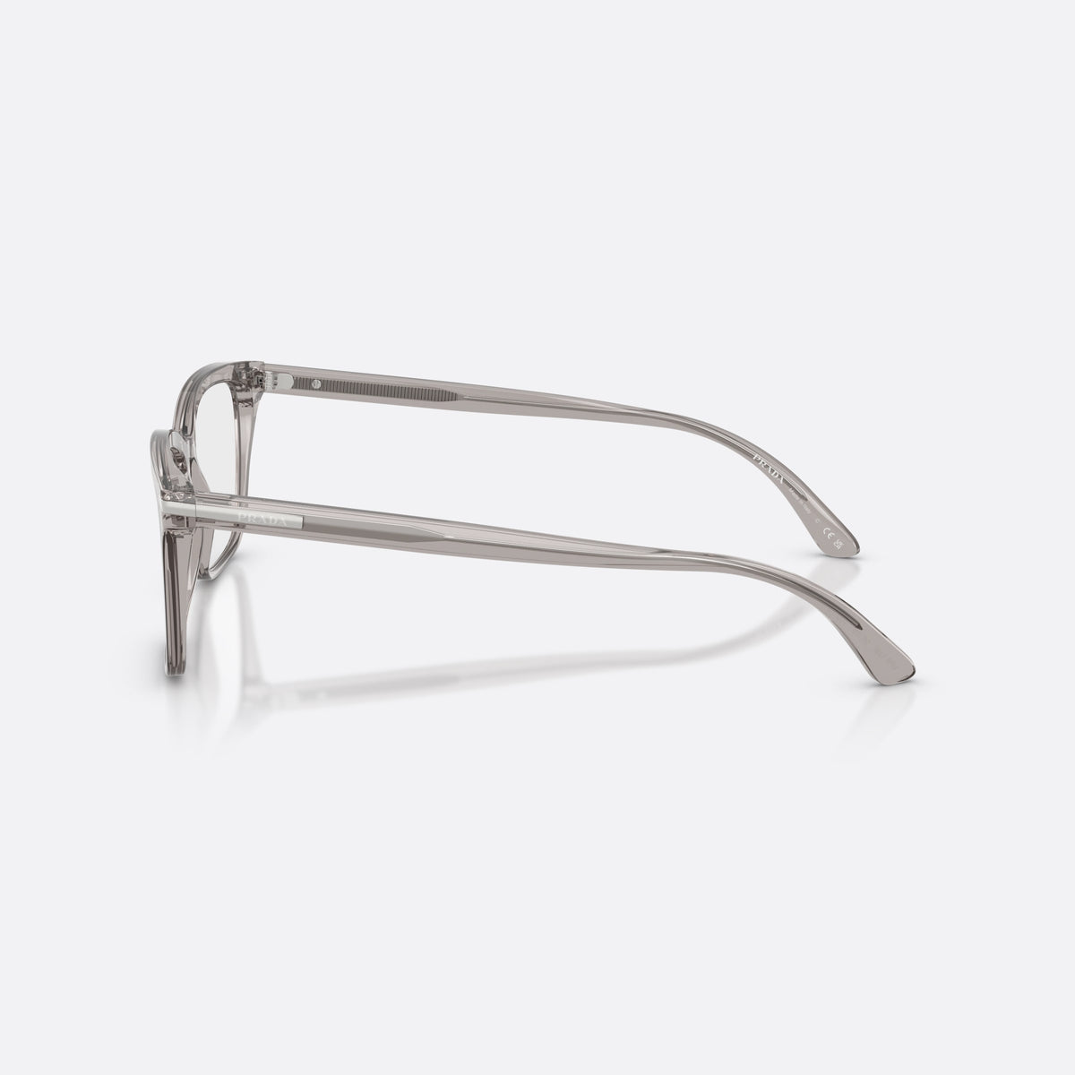Rame ochelari de vedere Prada PR 14WV 10J1O1, rectangulari gri, pentru bărbați, punte simplă, integrată în ramă, ramă completă, vedere laterală