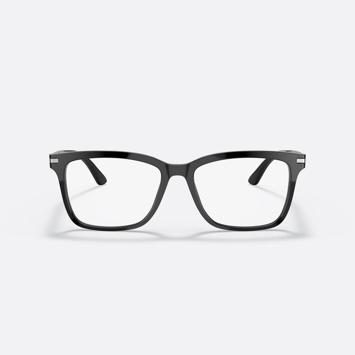 Prada PR 14WV 1AB-1O1 eyeglasses, black rectangular frame for men, keyhole bridge, brand lettering on temples, full-rim frame