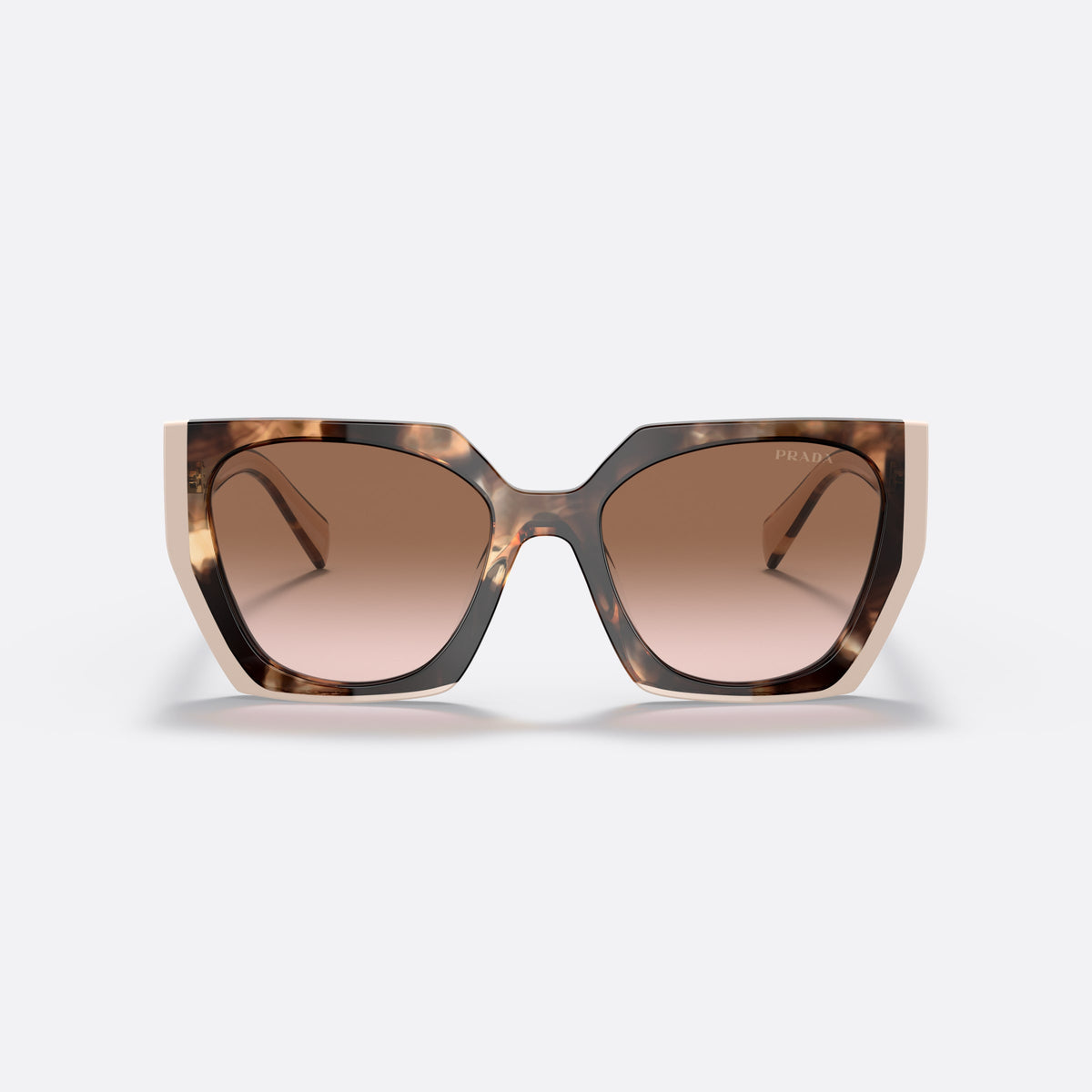 Ochelari de soare Prada PR 15WS 01R-0A6, rectangulari havana, pentru femei, punte dublă integrată, litere ale brandului pe brațe