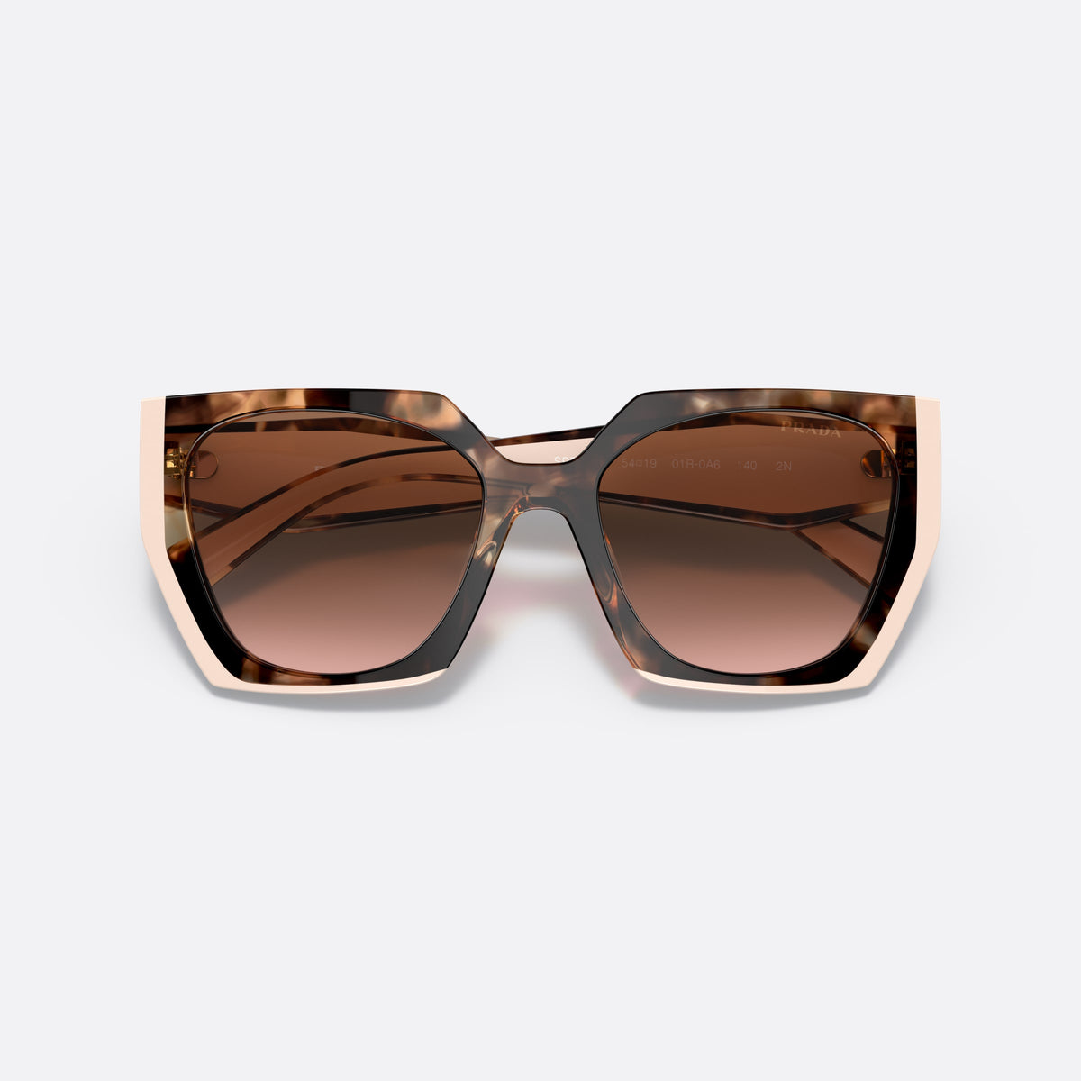 Ochelari de soare Prada PR 15WS 01R-0A6, rectangulari havana, pentru femei, punte dublă integrată, litere ale brandului pe brațe