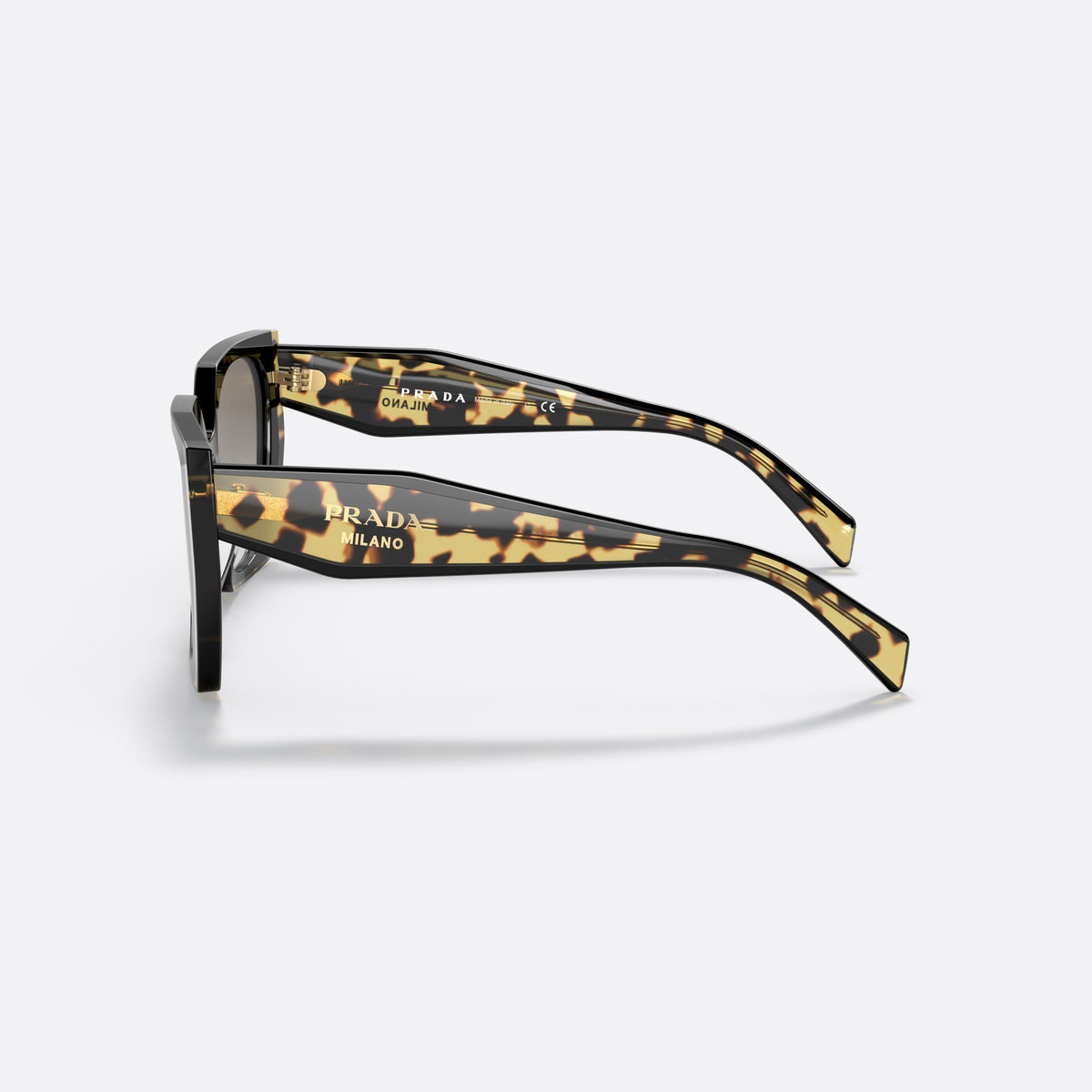 Ochelari de soare Prada PR 15WS 389-0A7, rectangulari negru, pentru femei, punte keyhole, literele brandului pe brațe, ramă completă