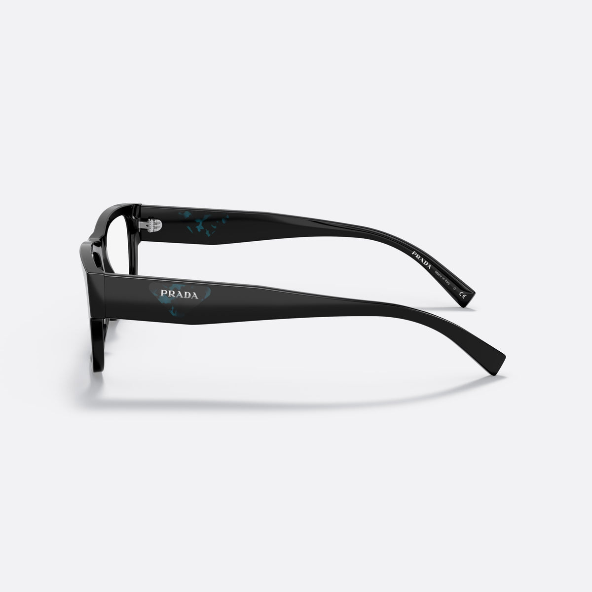 Rame ochelari de vedere Prada PR 15YV 1AB1O1, rectangulari negru, pentru bărbați, punte simplă, logo al brandului pe braț, brațe late conice