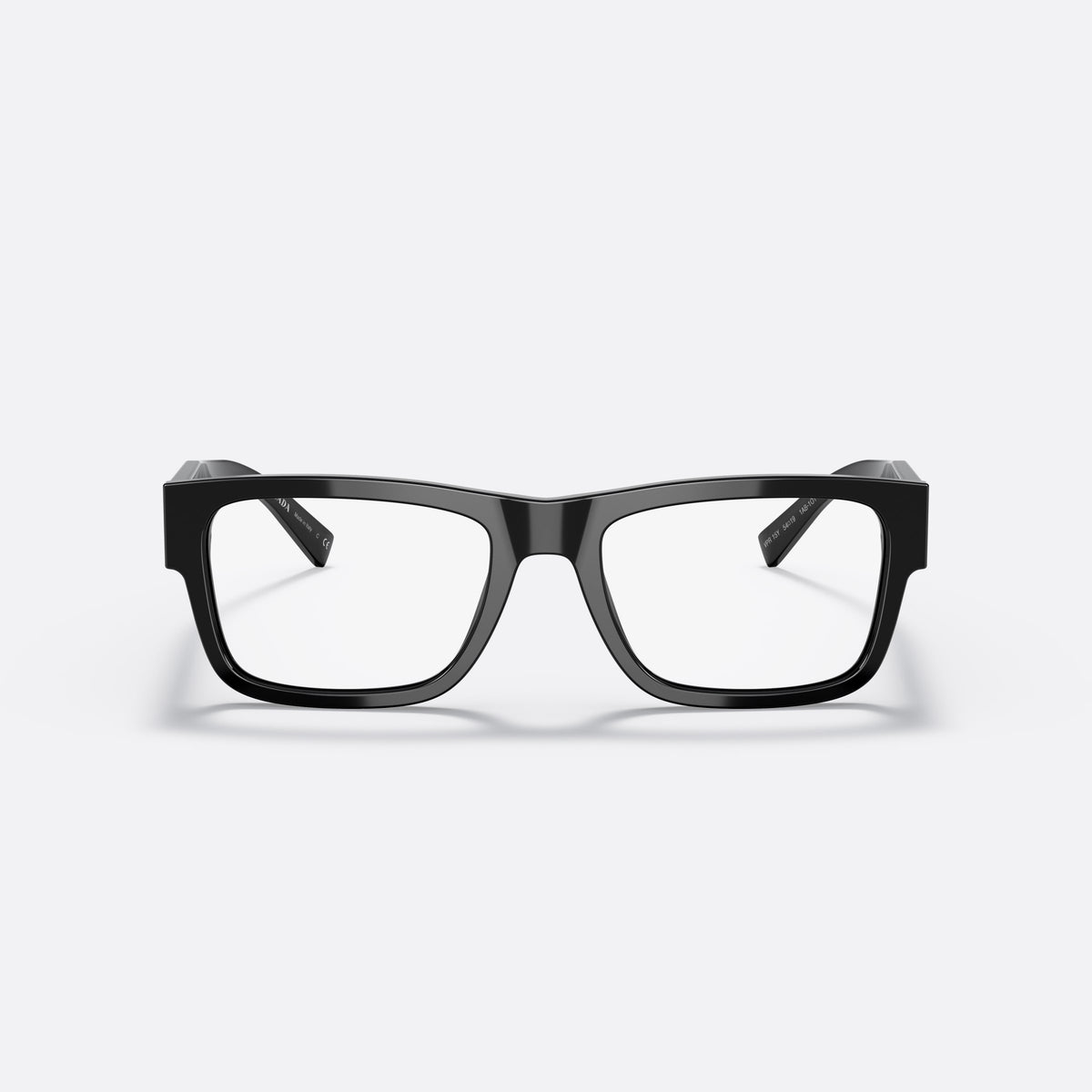Rame ochelari de vedere Prada PR 15YV 1AB1O1, rectangulari negru, pentru bărbați, punte simplă, logo al brandului pe braț, brațe late conice