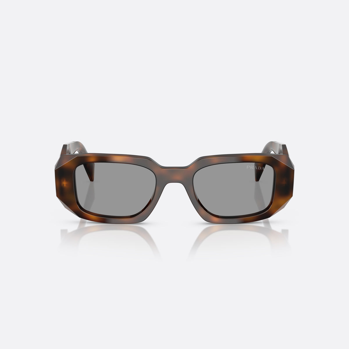 Prada PR 17WS 20D50Q sunglasses, havana rectangle frame for women, plain integrated bridge, brand lettering on temples, front view