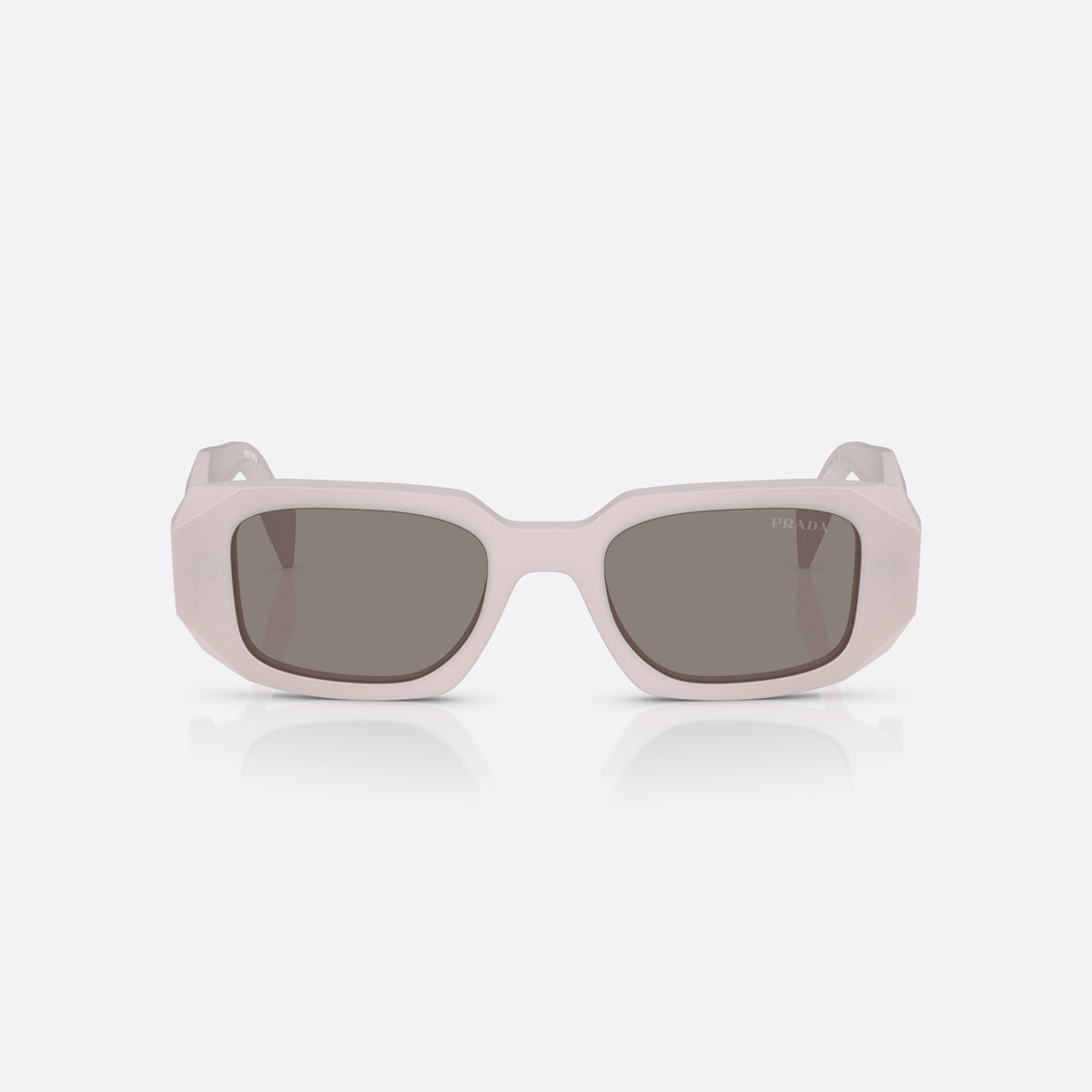 Prada PR 17WS 21H80Q sunglasses, violet rectangle frame for women, keyhole bridge, brand lettering on temples, full rim frame, front view