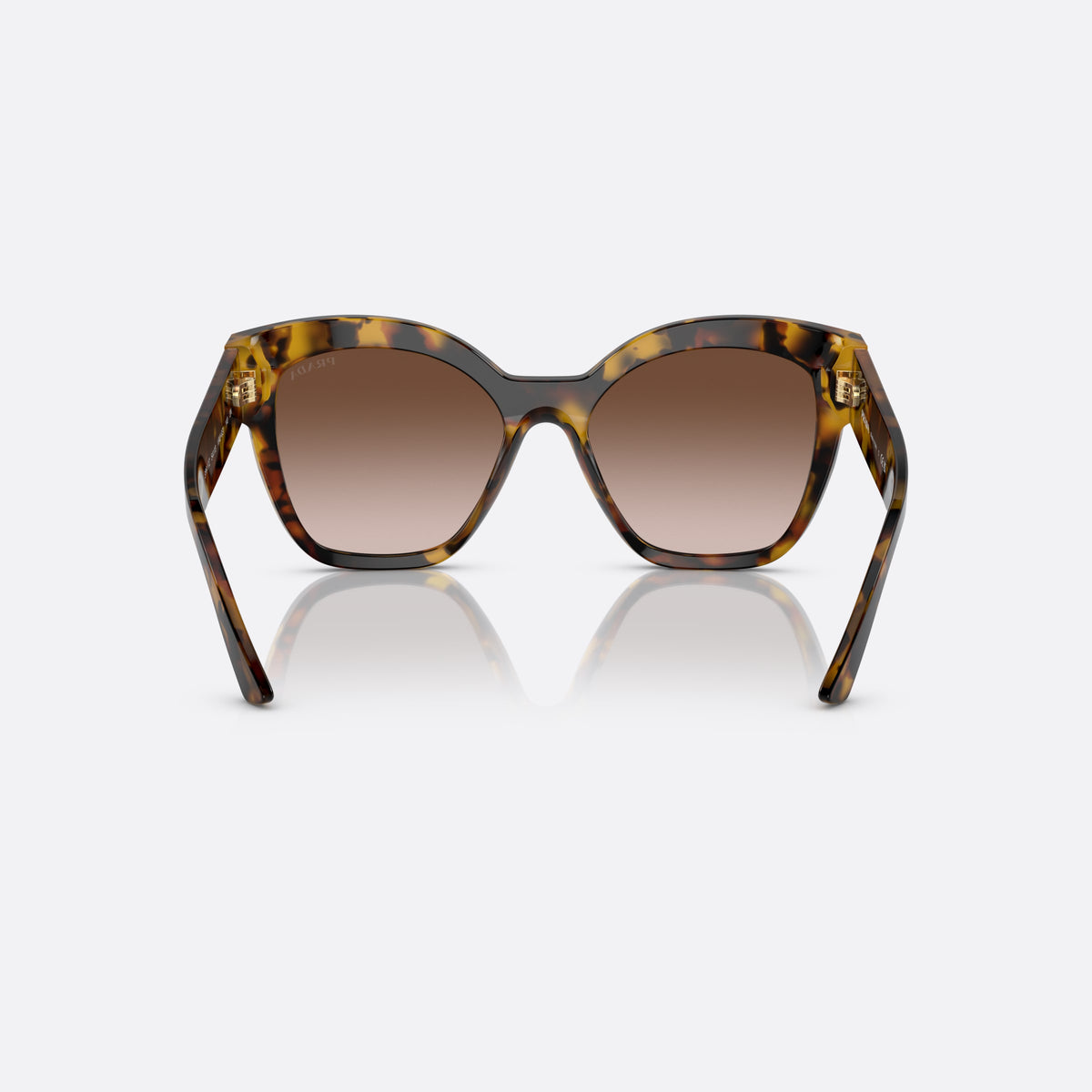 Prada PR 17ZS VAU-6S1 sunglasses, havana square frame for women, plain bridge, brand lettering on temples, full-rim frame, back view