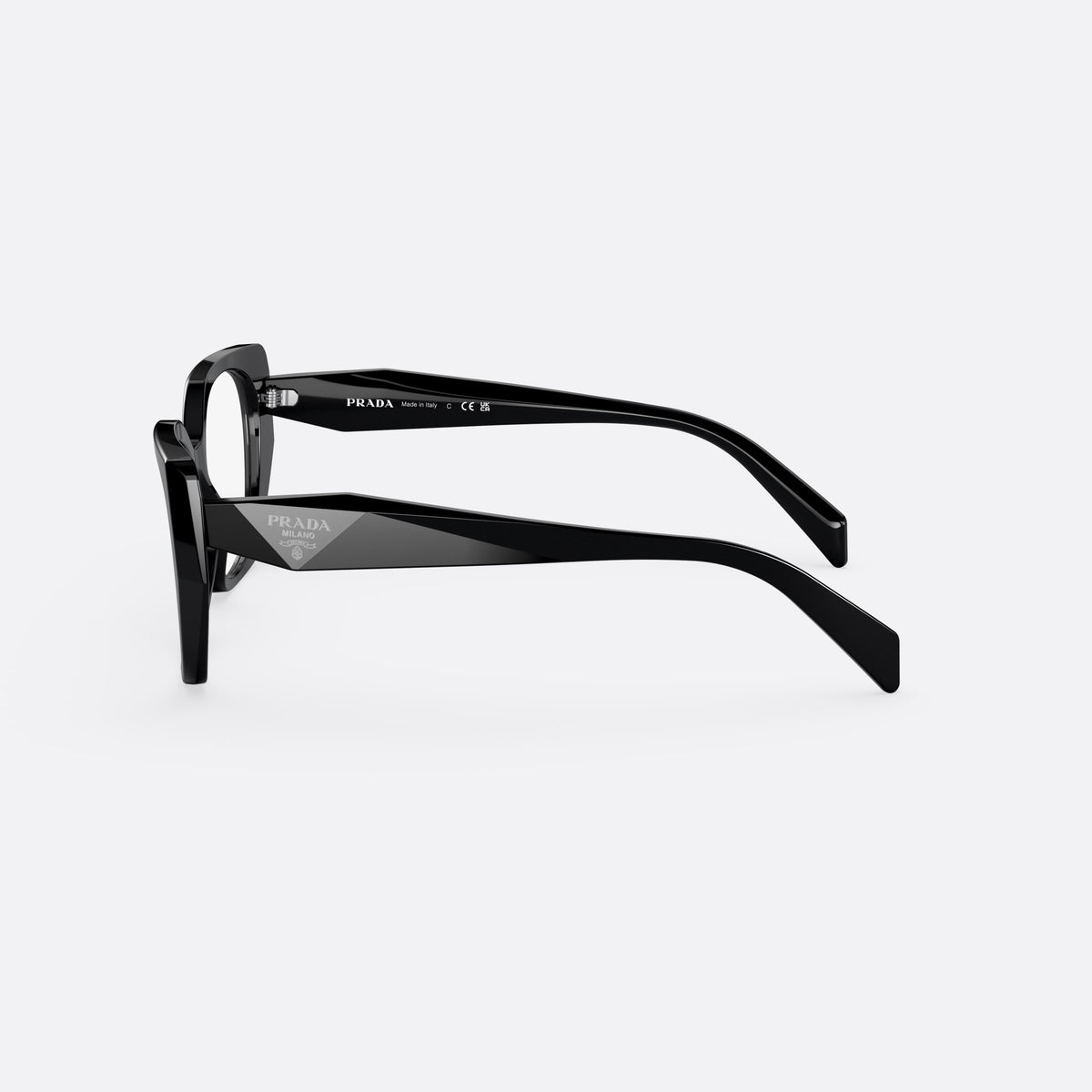 Rame ochelari de vedere Prada PR 18WV 1AB-1O1, neregulat negru, pentru femei, punte integrată cu finisaj lucios, ramă completă din acetat