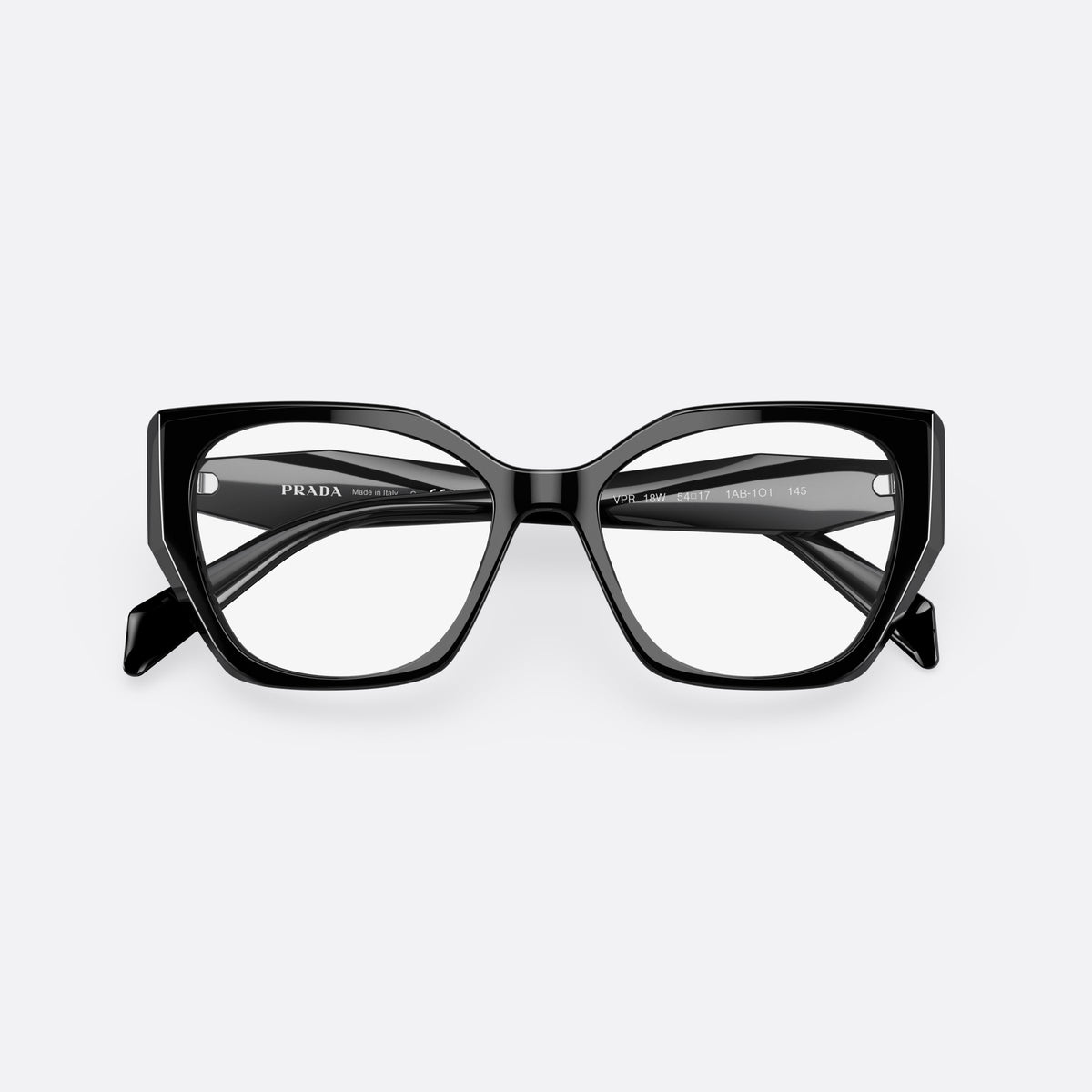 Rame ochelari de vedere Prada PR 18WV 1AB-1O1, neregulat negru, pentru femei, punte integrată cu finisaj lucios, ramă completă din acetat