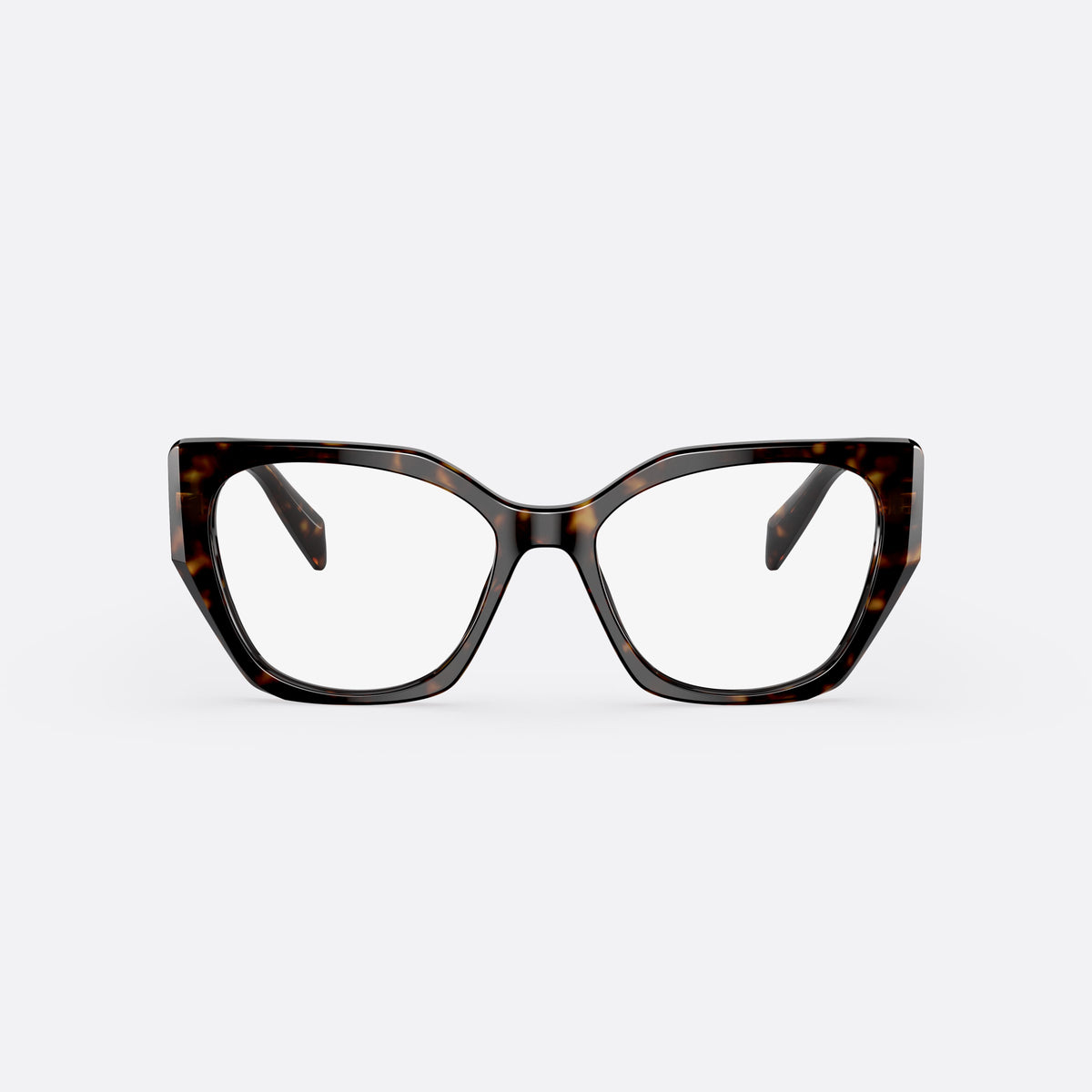 Rame ochelari de vedere Prada PR 18WV 2AU-1O1, neregulat havana, pentru femei, punte simplă cu centru ridicat, literele brandului pe brațe