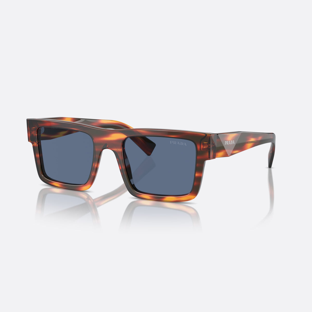 Ochelari de soare Prada PR 19WS 17R06A HVDB, rectangulari multicolor, pentru bărbați, punte simplă cu partea superioară dreaptă, brațe late conice