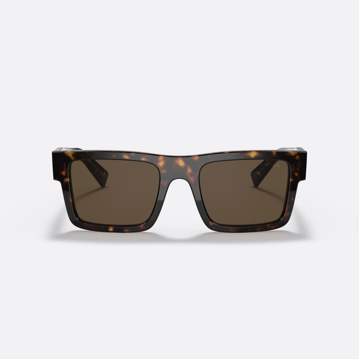 Prada PR 19WS 2AU-8C1 H sunglasses, havana rectangular frame for men, plain bridge, brand lettering on temples, full rim frame