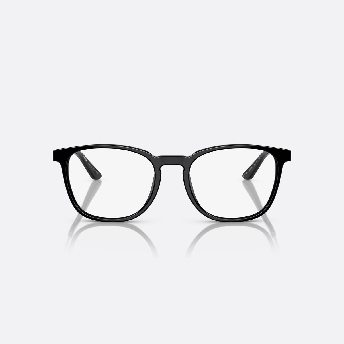 Rame ochelari de vedere Prada PR 19ZV 1AB-1O1, geometrica negru, pentru bărbați, punte simplă din acetat, literele brandului pe brațe, vedere din față