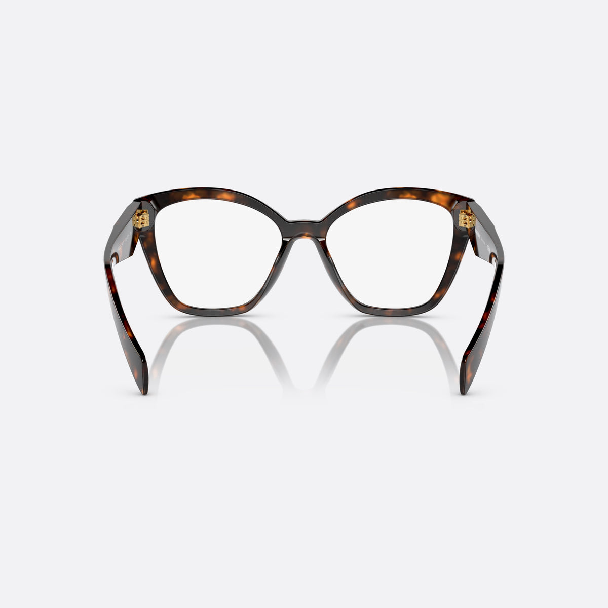 Rame ochelari de vedere Prada PR 20ZV 14L-1O1, fluture havana, pentru femei, punte simplă, logo brand pe braț, brațe late înguste, vedere din spate