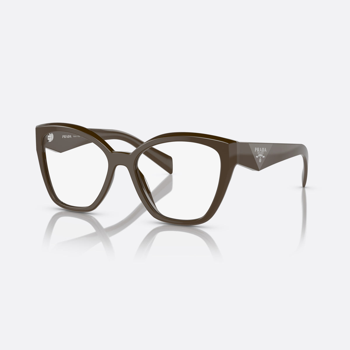 Rame ochelari de vedere Prada PR 20ZV 15L1/O1, fluture maro, pentru femei, punte simplă îmbinată, literele brandului pe brațe