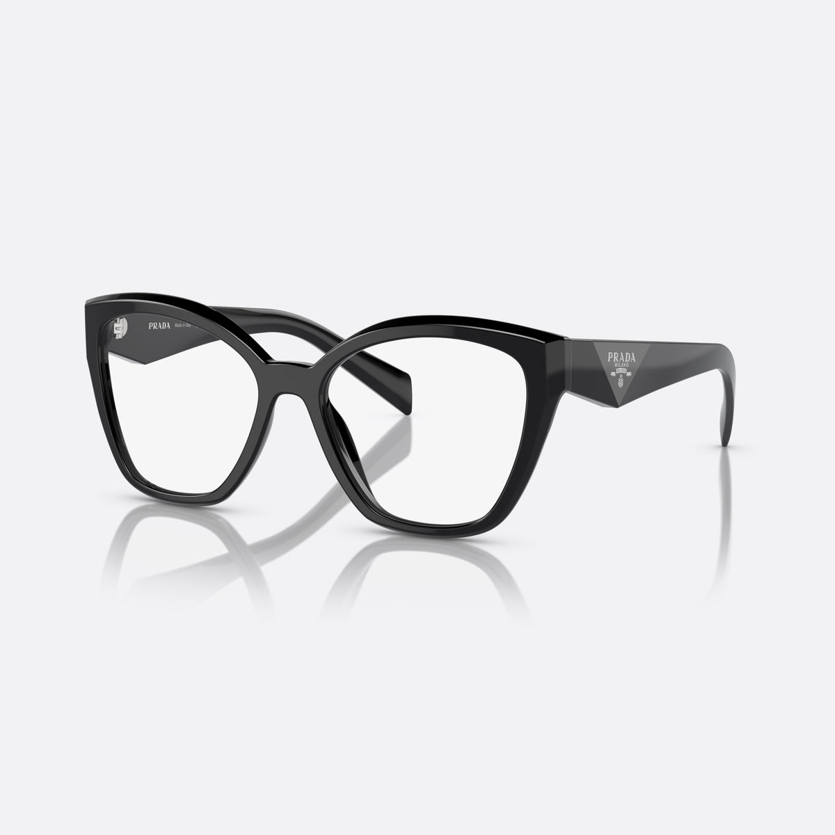 Rame ochelari de vedere Prada PR 20ZV 16K-1O1, fluture negru, pentru femei, punte simplă tip șa, logo al brandului pe braț