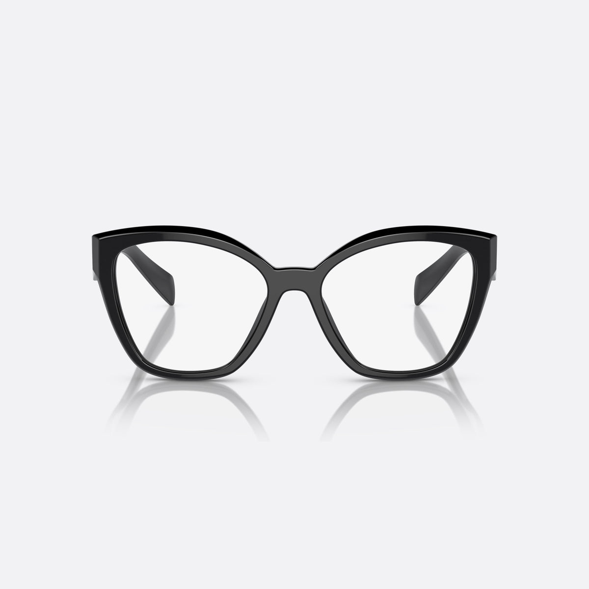 Rame ochelari de vedere Prada PR 20ZV 16K-1O1, fluture negru, pentru femei, punte simplă tip șa, logo al brandului pe braț, vedere din față