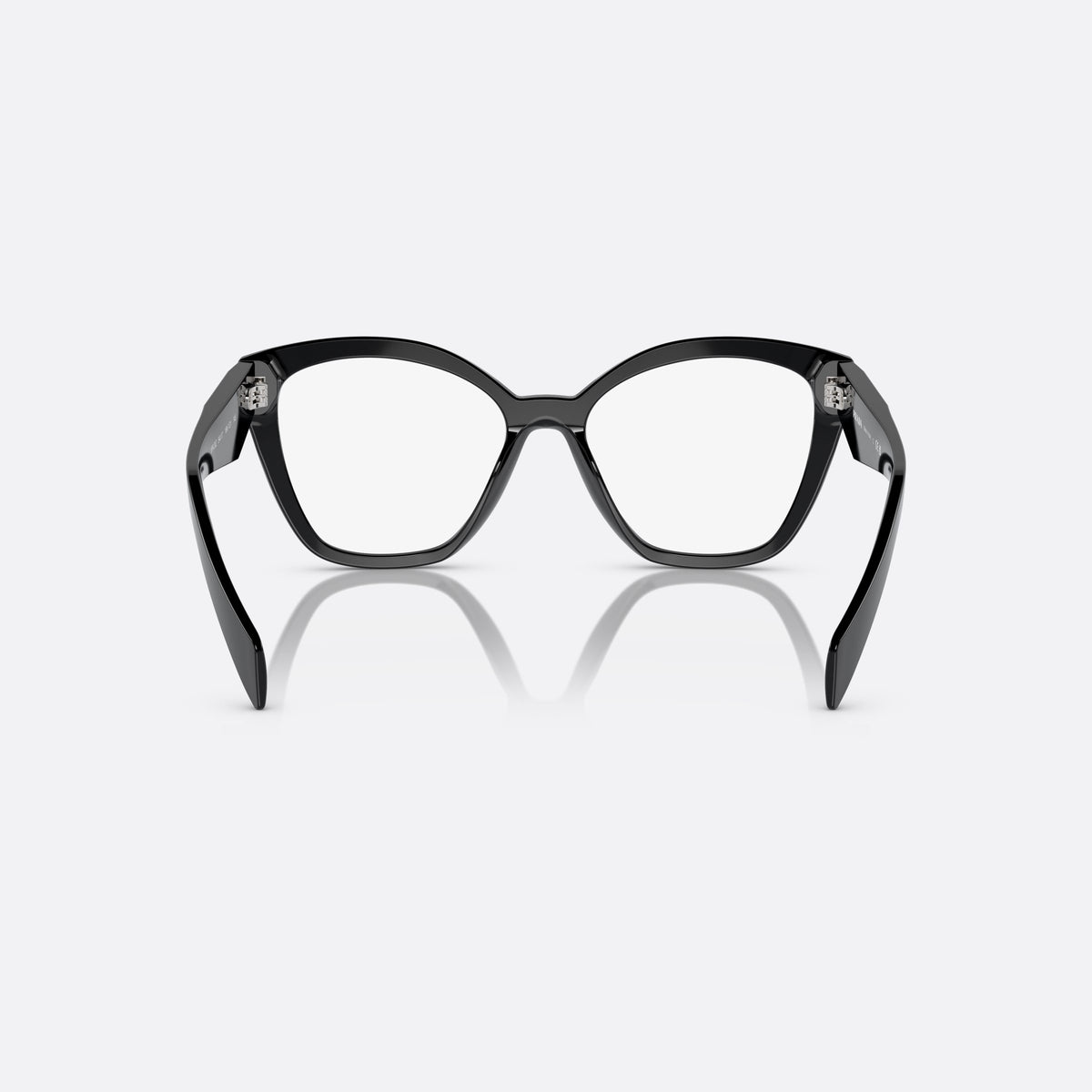 Rame ochelari de vedere Prada PR 20ZV 16K-1O1, neregulat negru, pentru femei, punte keyhole, logo al brandului pe braț, brațe late conice