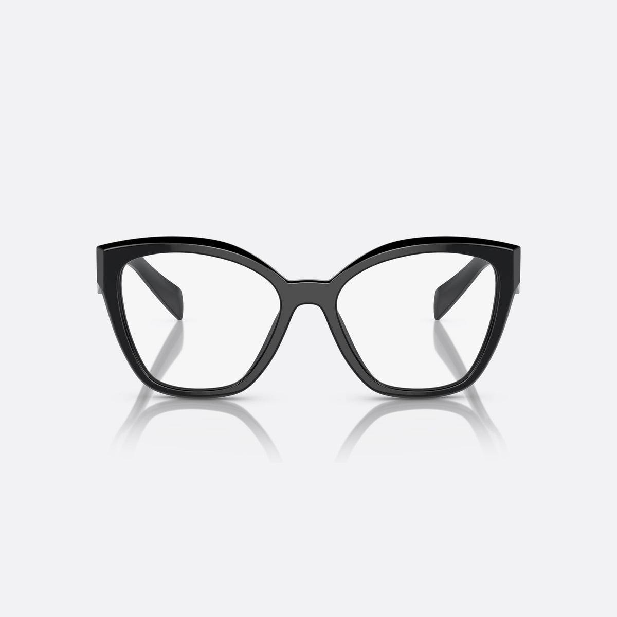 Rame ochelari de vedere Prada PR 20ZV 16K-1O1, neregulat negru, pentru femei, punte keyhole, logo al brandului pe braț, brațe late conice