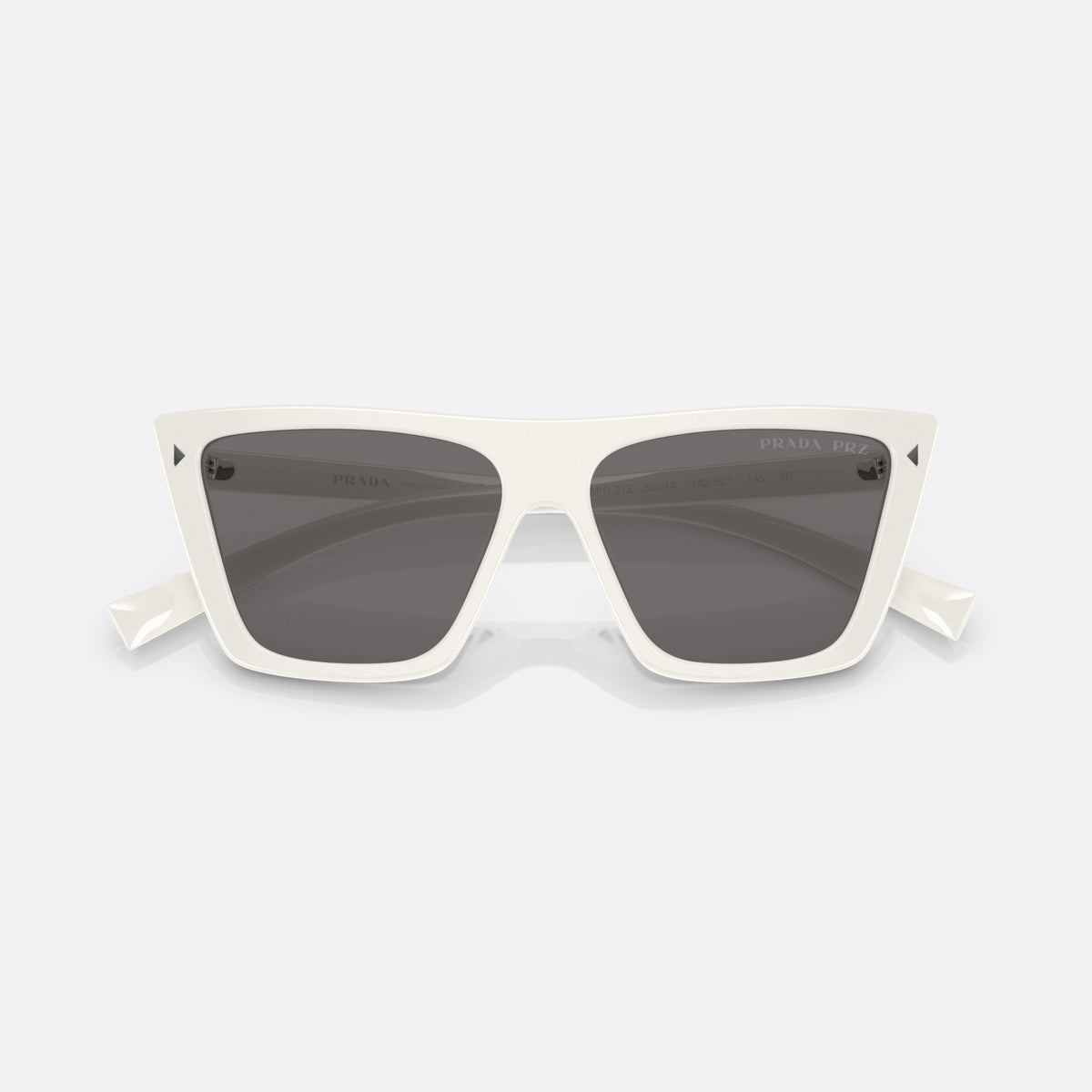 Ochelari de soare Prada PR 21ZS 142-5Z1, fluture alb, pentru femei, punte simplă, litere ale brandului pe brațe, ramă completă