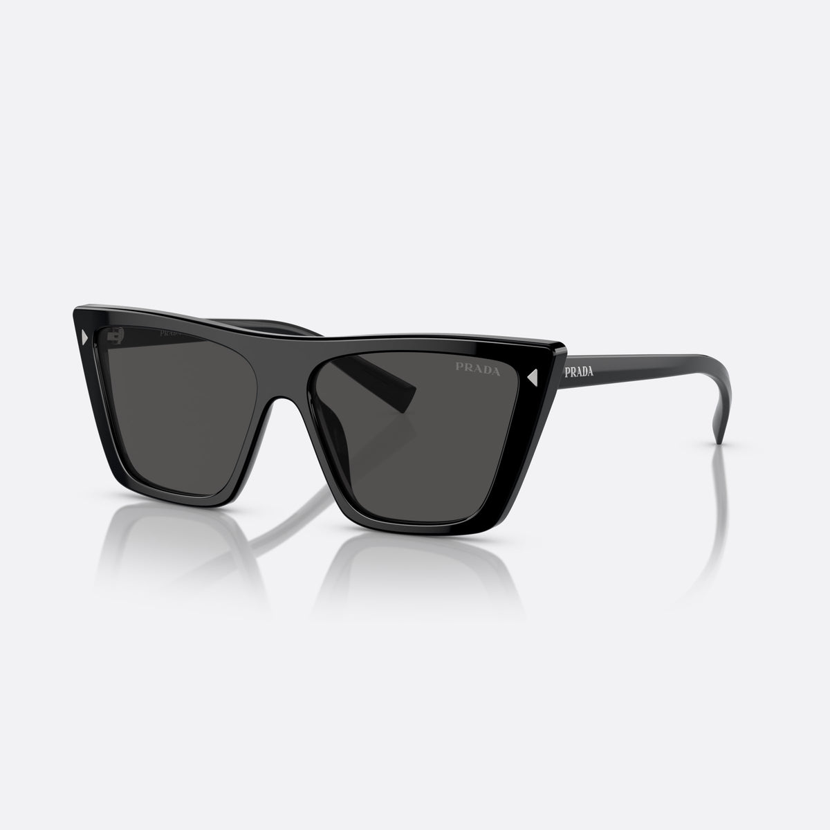 Ochelari de soare Prada PR 21ZS 1AB-5S0, fluture negru, pentru femei, punte dublă simplă, literele brandului pe brațe