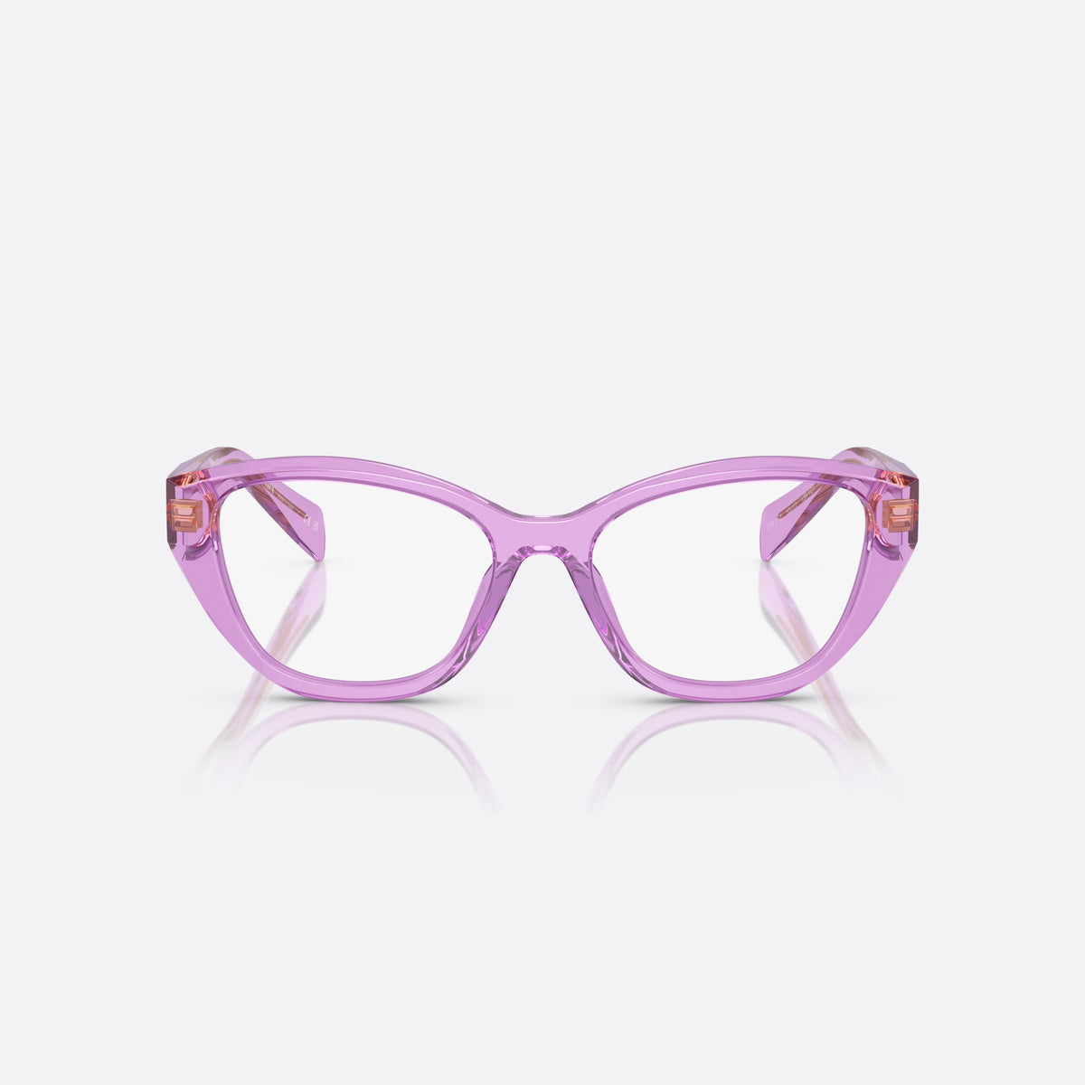 Rame ochelari de vedere Prada PR 21ZV 13R1O1, cat eye violet, pentru femei, punte keyhole, litere ale brandului pe brațe, ramă completă, vedere din față