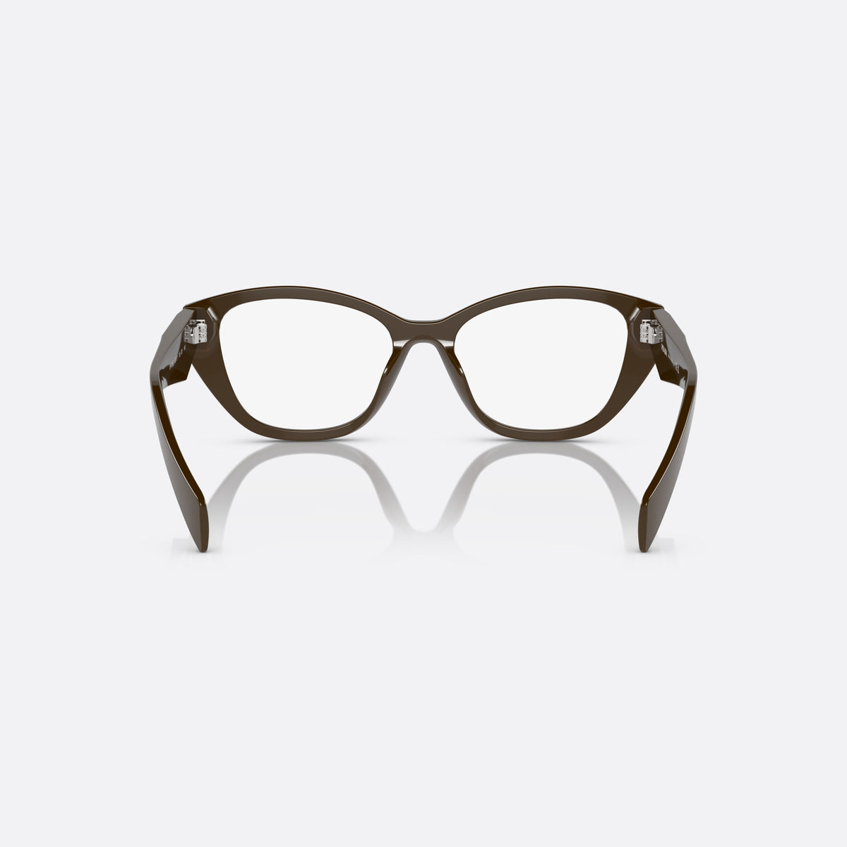 Prada PR 21ZV 15L-1O1 eyeglasses, brown irregular frame for women, plain bridge, integrated into rim, full-rim frame