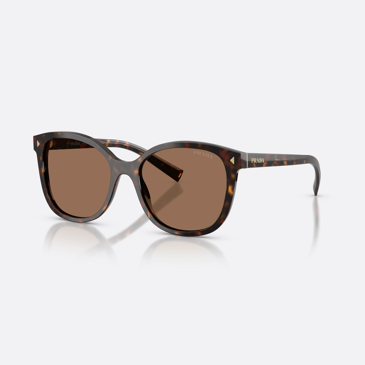 Prada PR 22ZS 17N06B sunglasses, havana square frame for women, plain bridge, integrated into frame, slim tapered temples