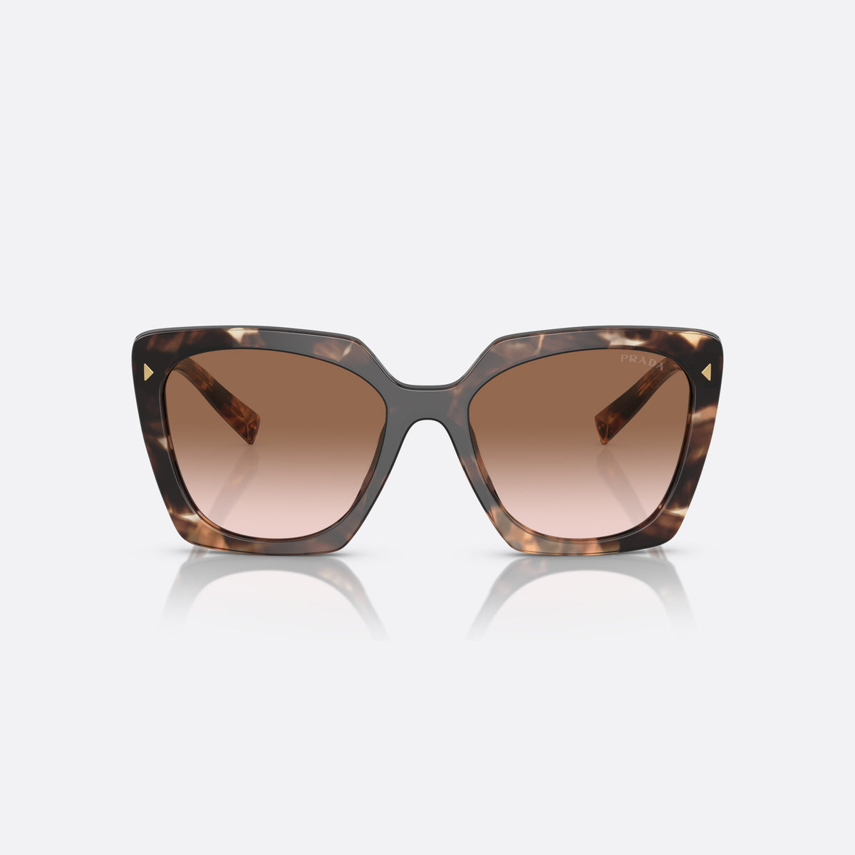 Ochelari de soare Prada PR 23ZS 07R-0A6 A, patrati țestoasă, pentru femei, punte integrată simplă, literele brandului pe braț, vedere din față