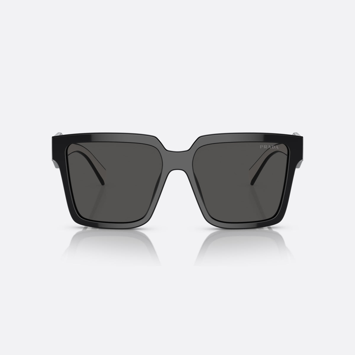 Ochelari de soare Prada PR 24ZS 1AB5/S0, patrati negru, pentru femei, punte dublă simplă, literele brandului pe brațe