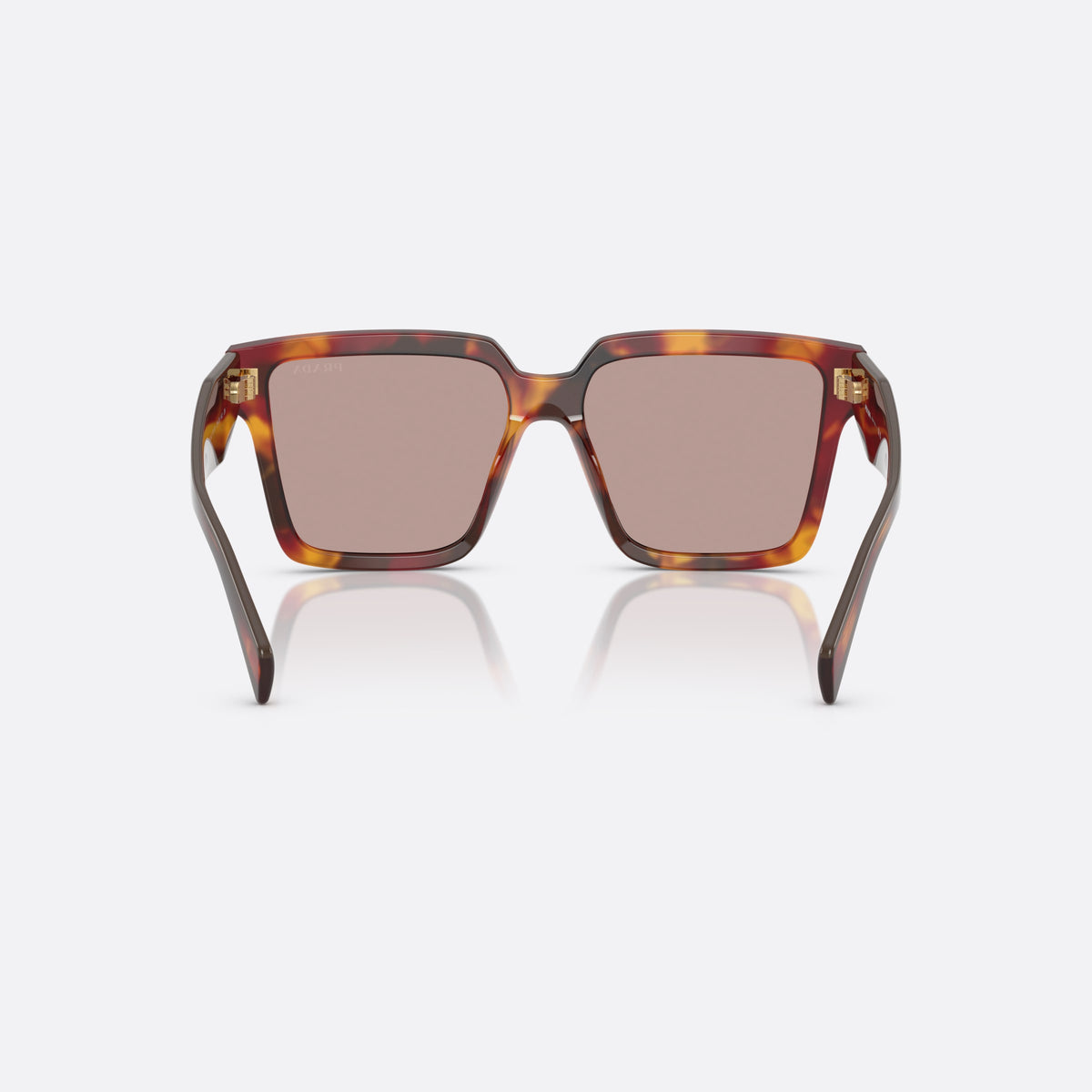 Prada PR 24ZS 22A20I TOVI sunglasses, brown visor frame for women, plain bridge, brand logo on temple, full-rim frame, back view