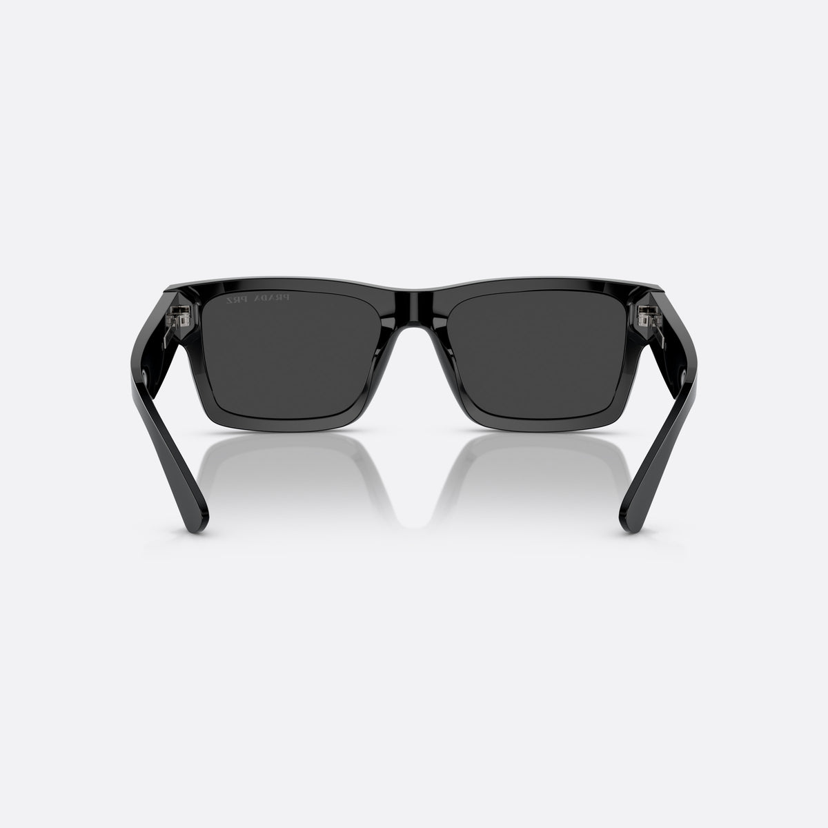 Ochelari de soare Prada PR 25ZS 25ZS, rectangulari negru, pentru bărbați, punte simplă, integrată în ramă, ramă completă, groasă, vedere din spate