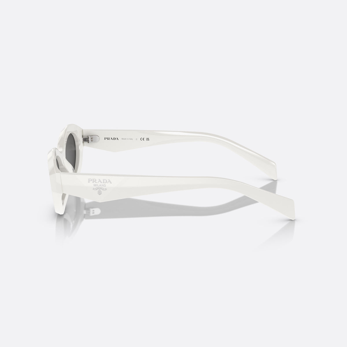 Ochelari de soare Prada PR 26ZS 17K-08Z, neregulat alb, pentru femei, punte integrată simplă, literele brandului pe brațe
