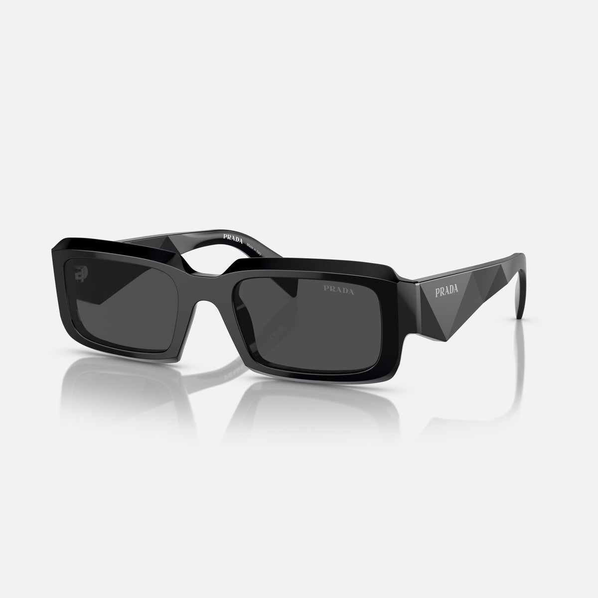 Ochelari de soare Prada PR 27ZS 16K-08Z, neregulat negru, pentru bărbați, punte simplă, litere ale brandului pe brațe, ramă completă