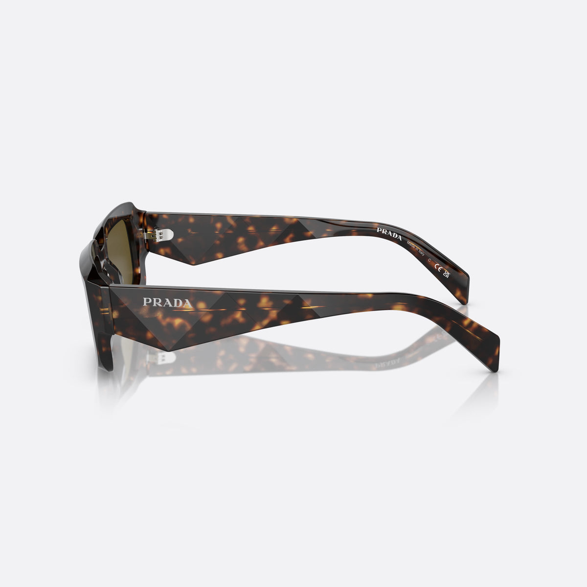 Ochelari de soare Prada PR 27ZS 19J-09Z, neregulat verde, pentru bărbați, punte simplă, literele brandului pe brațe, vedere laterală