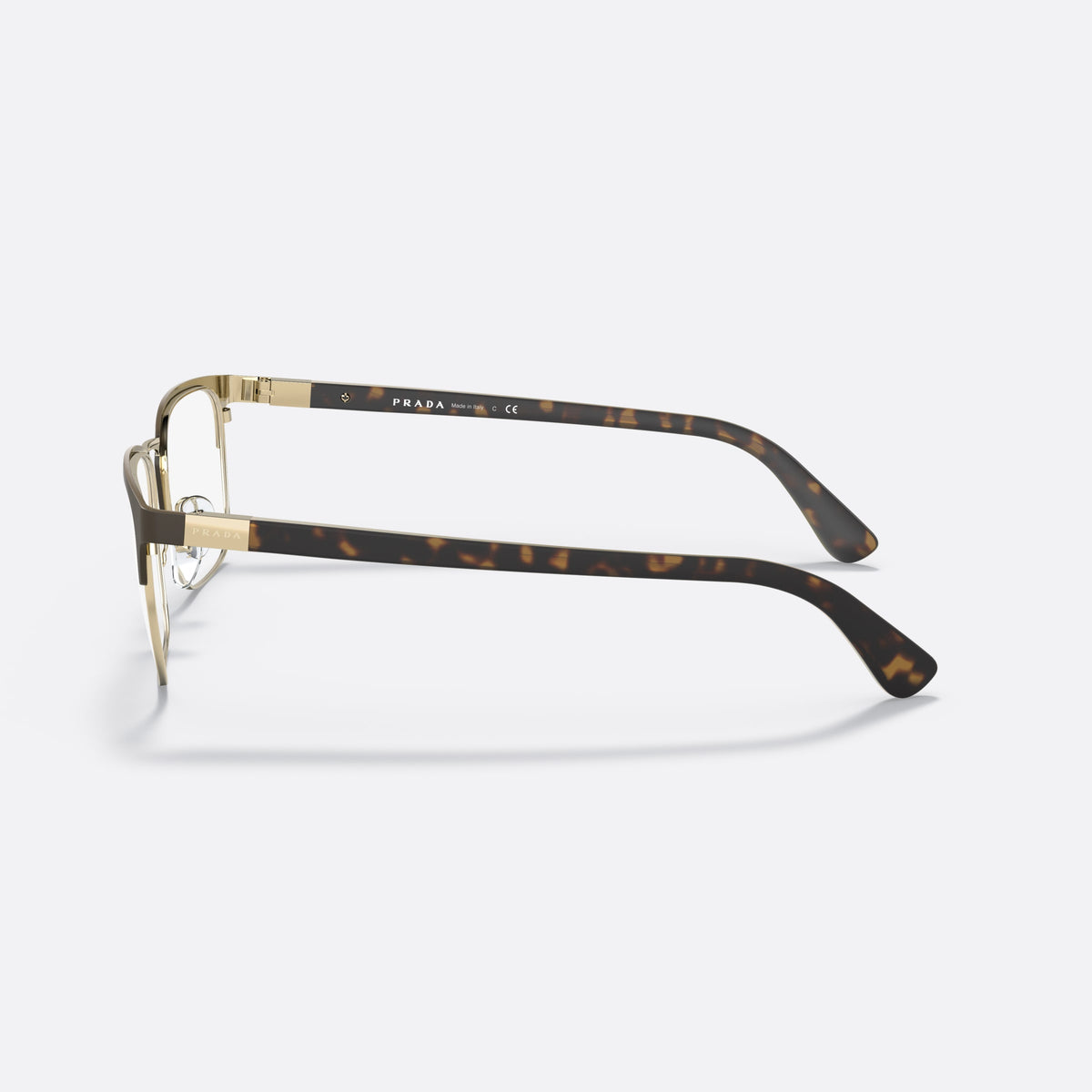 Rame ochelari de vedere Prada PR 54TV HERITAGE 01U1O1, rectangulari gri, pentru bărbați, punte șa cu metal, literele brandului pe brațe, vedere laterală