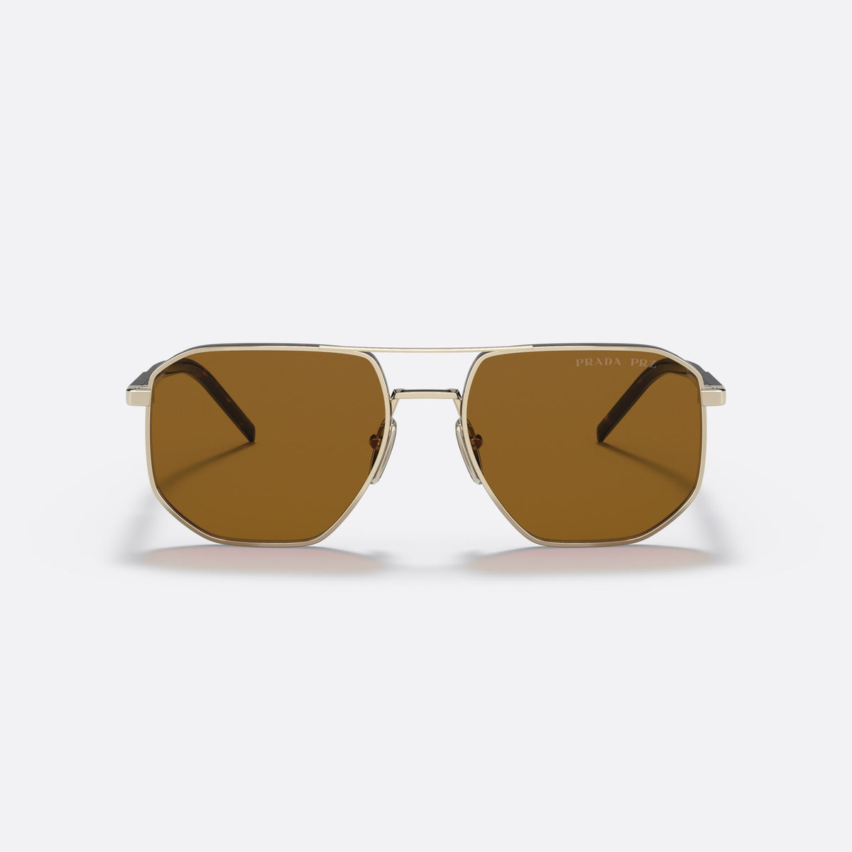 Prada PR 59YS ZVN5Y1 sunglasses, gold pilot frame for men, double bridge with metal top, front view