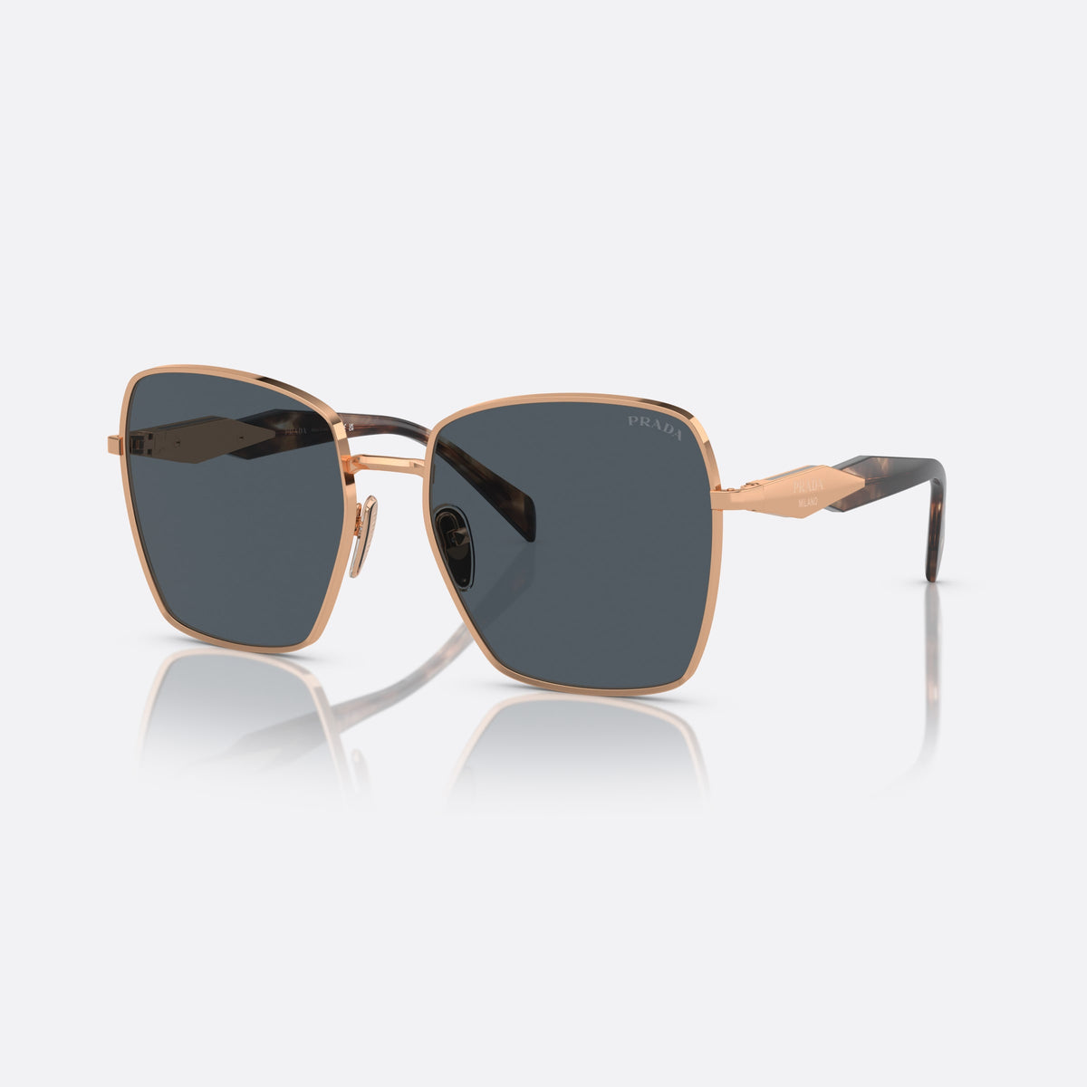 Ochelari de soare Prada PR 64ZS SVF09T, patrati roz, pentru femei, punte metalică simplă, logo al brandului pe lentilă