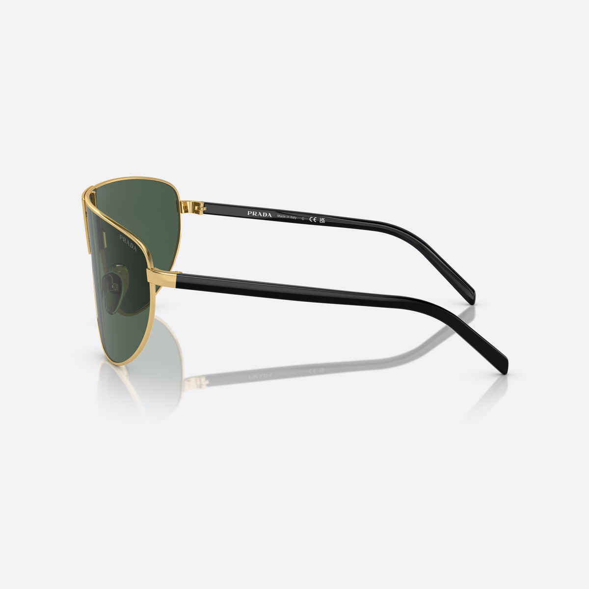 Ochelari de soare Prada PR 69ZS 5AK0/5V, rectangulari auriu, pentru bărbați, punte cu placă triunghiulară integrată