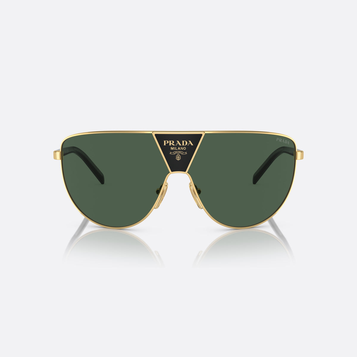 Ochelari de soare Prada PR 69ZS 5AK0/5V, rectangulari auriu, pentru bărbați, punte cu placă triunghiulară integrată