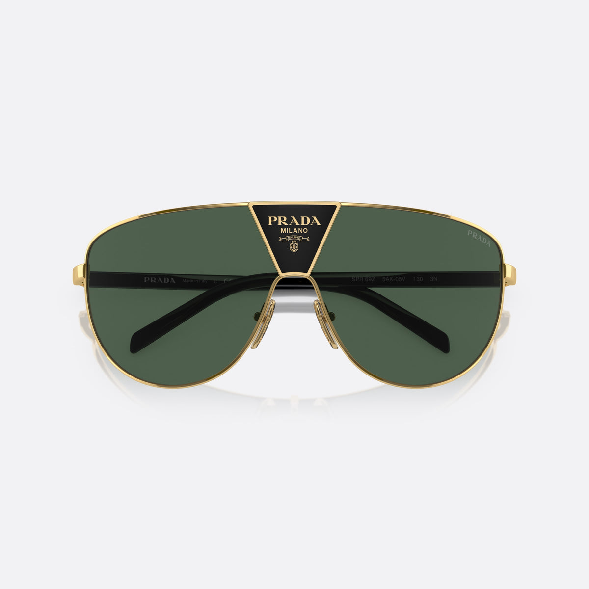 Ochelari de soare Prada PR 69ZS 5AK0/5V, rectangulari auriu, pentru bărbați, punte cu placă triunghiulară integrată