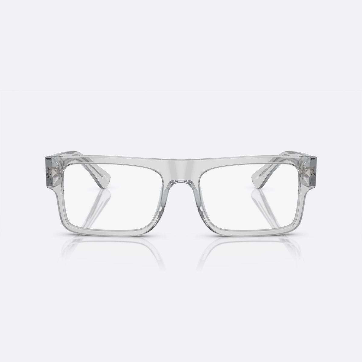 Prada PR A01V 17P-1O1 M eyeglasses, grey geometric frame for men, plain bridge, integrated into rim, slim tapered temples, front view