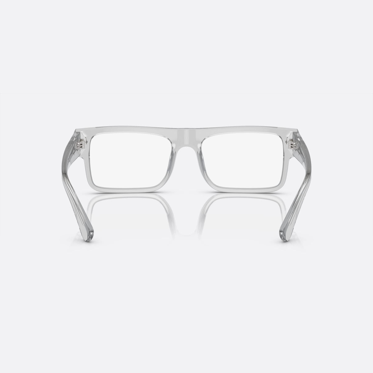 Prada PR A01V 17P-1O1 M eyeglasses, grey geometric frame for men, plain bridge, integrated into rim, slim tapered temples, back view