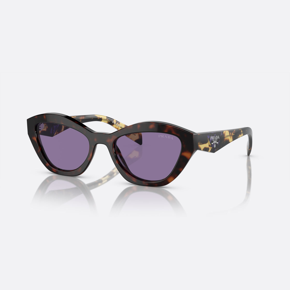 Ochelari de soare Prada PR A02S 17N-50B A, fluture havana, pentru femei, punte simplă, placă cu logoul brandului pe braț